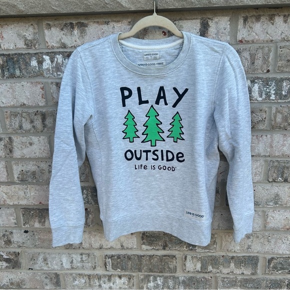 Life Is Good Other - Life is Good Kids XL Sweatshirt Gray “Play Outside” Trees Graphic Crewneck